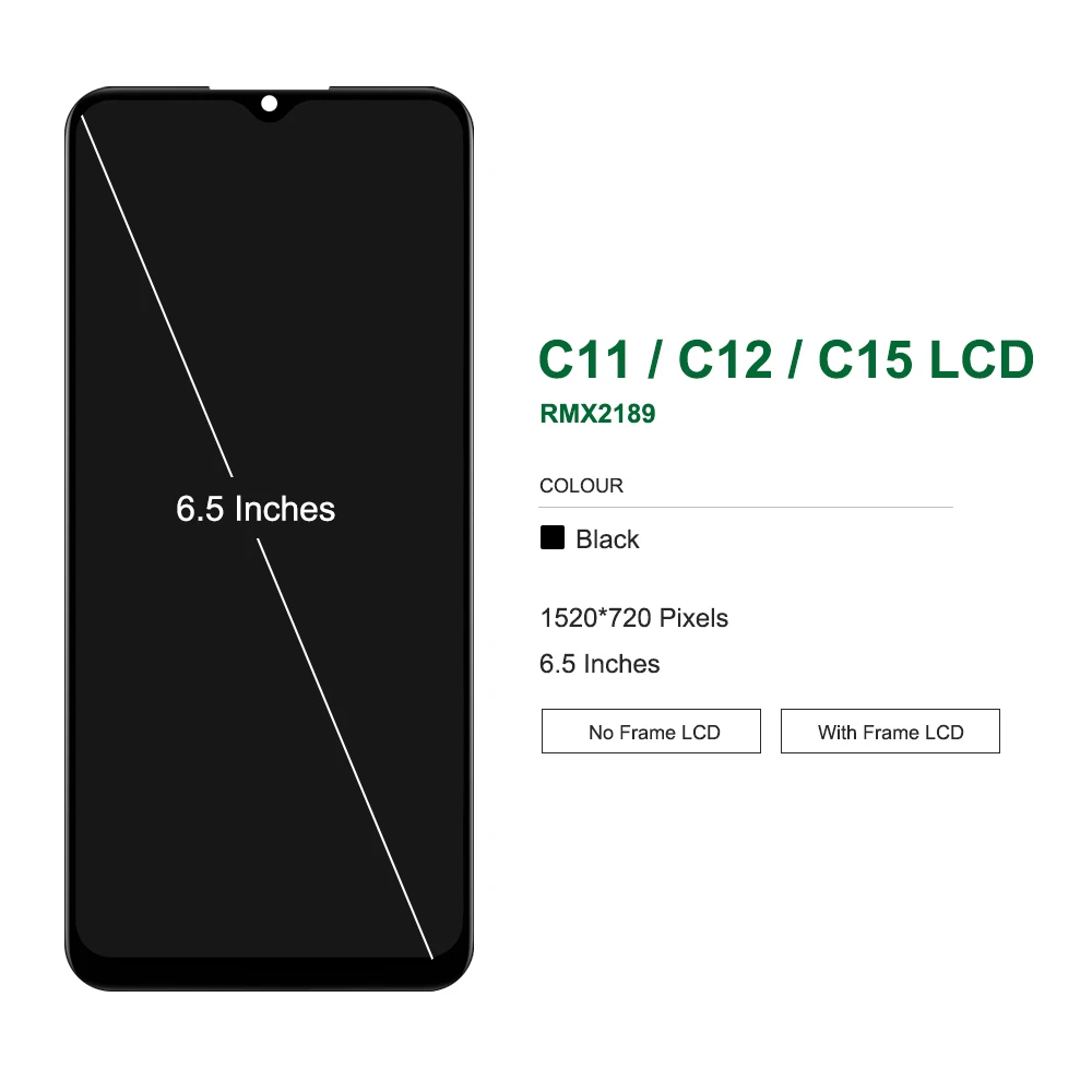 LCD 디스플레이 디지털 터치 스크린 교체, 프레임 포함, Oppo Realme C12 C15 RMX2189 RMX2180, C11 2020 RMX2185