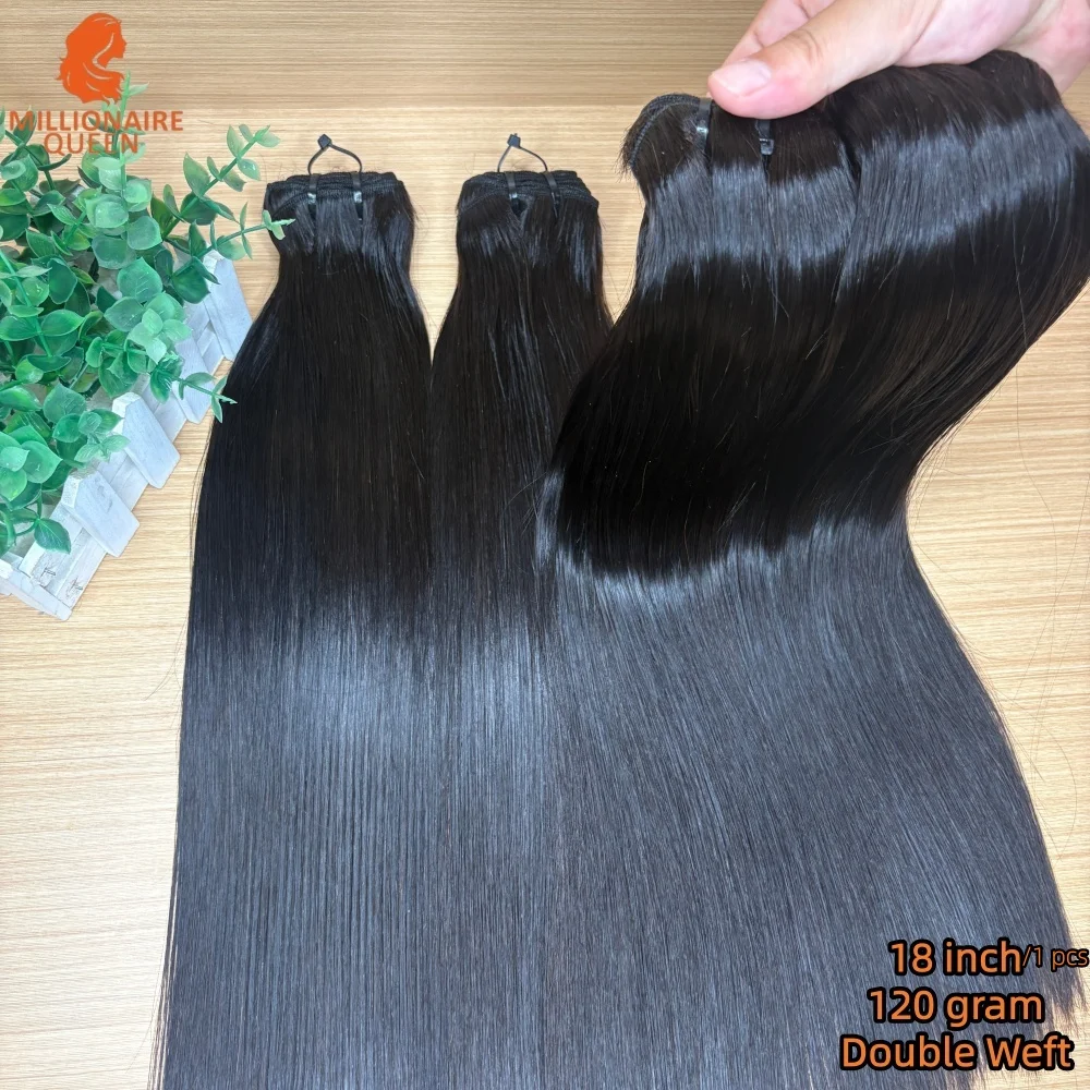 Ciocche di Capelli Umani Vergini 100% Non Trattati, Doppia Trama, Lisci, Millionaire Queen, 120g/1 Pezzo, Estensioni per Capelli per Donne - immagine 5