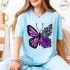 Women's Butterfly Flower Graphic Tops Short Sleeve T-shirts Aesthetic Casual 2026 Fashion Relaxed Fit Summer Daily Wear Tees