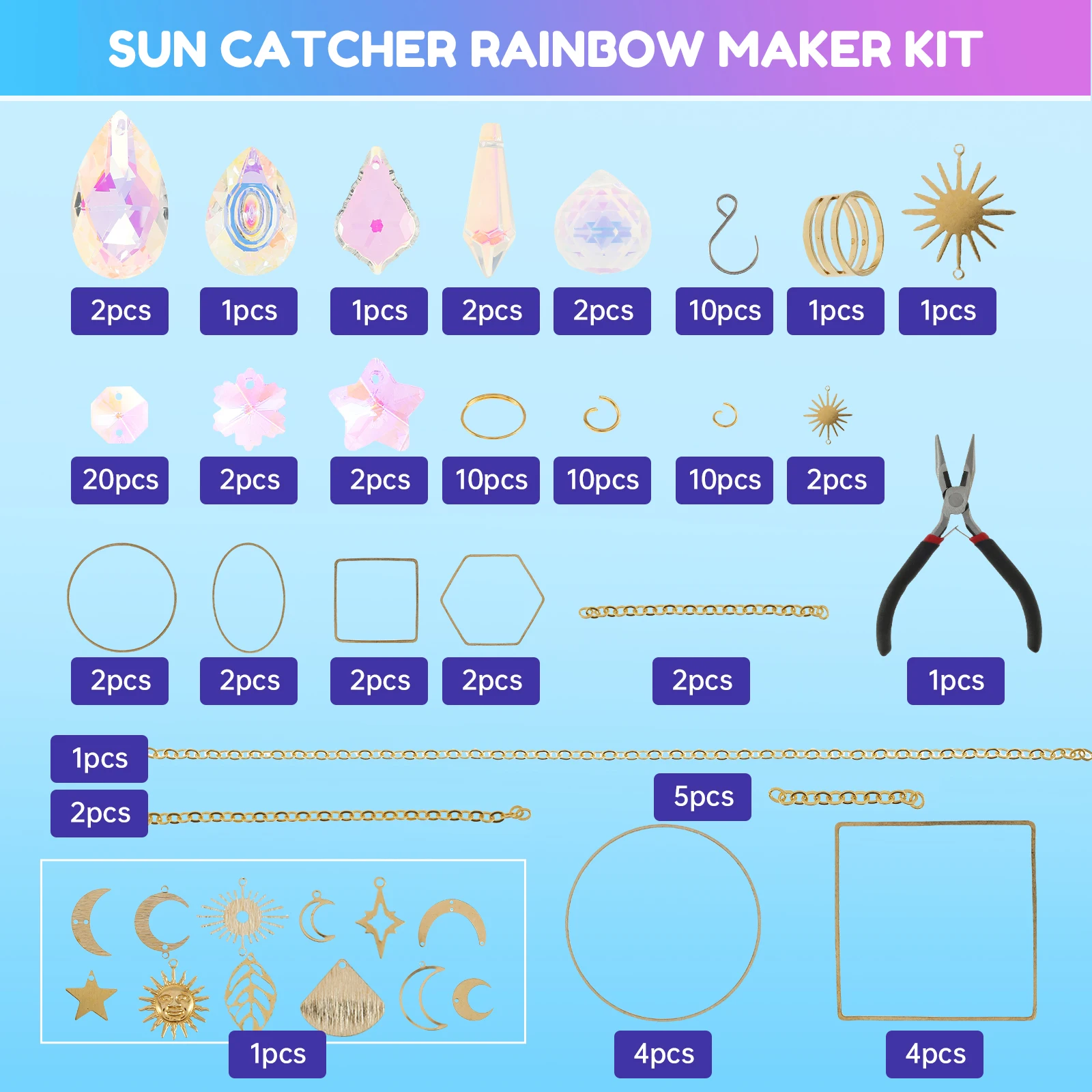 4 Pezzi Acchiappasole In Cristallo - Prismi Per Finestre, Decorazione Arcobaleno, Da Appendere - Foto 5