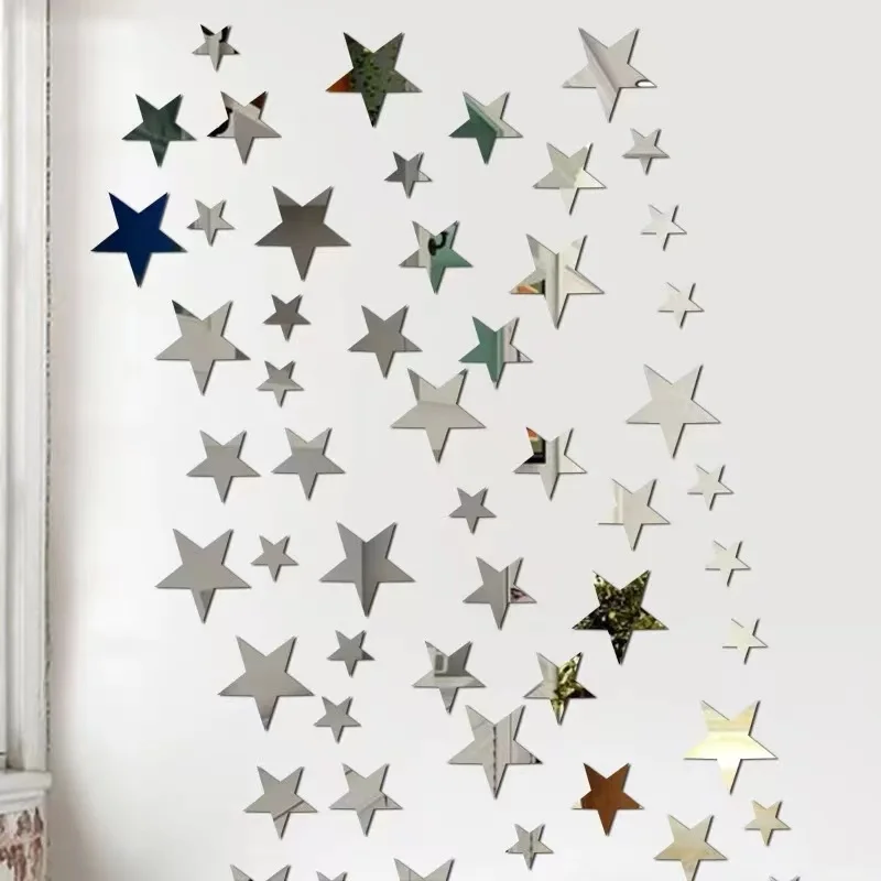 20pcs Acrylic Star Mirror Wall Sticker Cartoon Starry Wall Stickers For Kids Rooms Wall Decals Home Decor Cute Stars Art Mural 1