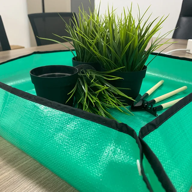 Összecsukható Növényi Újratervezés Szőnyeg Vízálló Oxford Ruhával Újrahasznosítható Négyzet Alakú Átültető Cserepes Fedett Kertészeti Szőnyeghez - Image 3