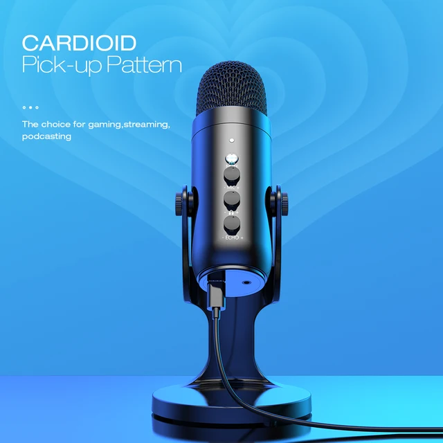 Haomuren USB Microphone for PC Mac Gaming Recording Stream Podcast, Computer Condenser Mic with Phone Adapter Headphone Output 2