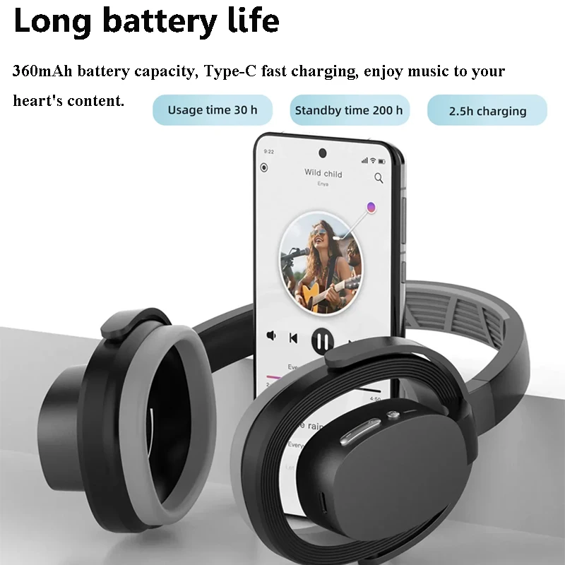 Open Wireless Bluetooth 5.4 Headphones Hollow Out Design Hi-Fi Stereo Music Headsets Low latency Gaming Headphone HD Calls