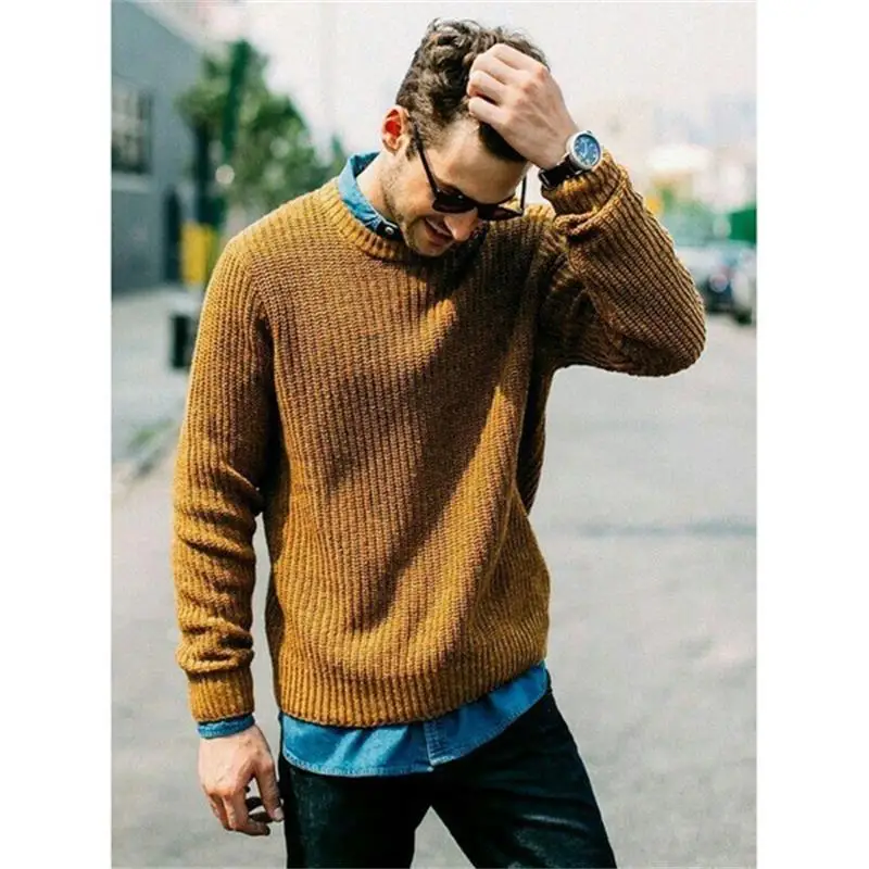 Men's Sweater Autumn And Winter New Urban Youth Solid Color Fashion Casual Large Size Sweater