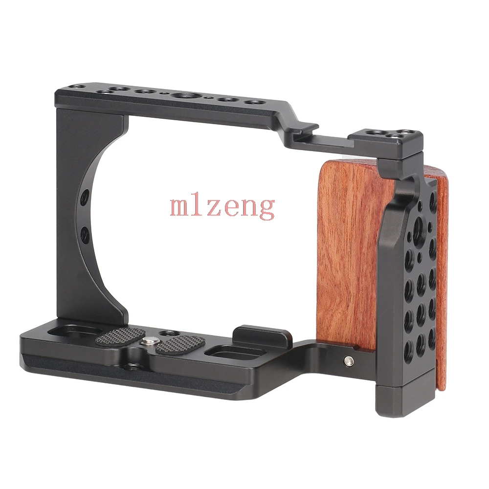 ZVE10 wooden side Alloy Rabbit cage Rig Handle Arm support bracket Hand Grip Quick Release Plate For Sony ZV-E10 camera tripod