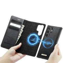 Detachable Magnetic Leather Flip Wallet Case with Magsafe Compatibility - Galaxy S26 Plus (Black)