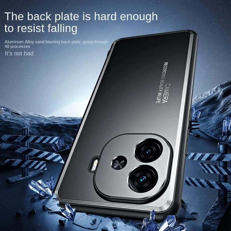 Aluminum Alloy Sandblasted Back Plate Case with Metal Camera Protection Cover
