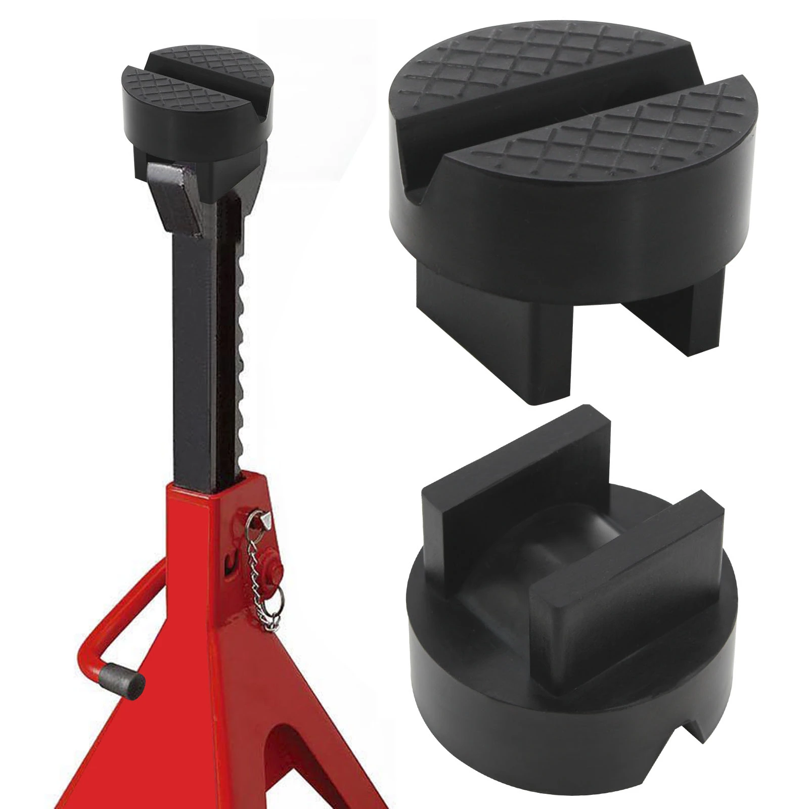 Car Rubber Jack Stand Pad Adapter Support Grip Slotted Frame Rail