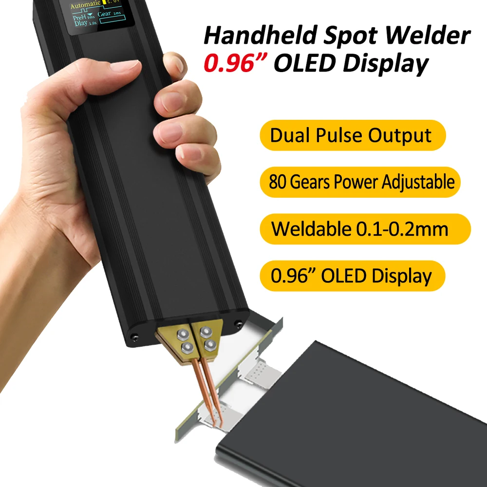 

80 Gears Spot Welder Adjustable 18650 Battery Portable Handheld Digital Display DIY Mini Spot Welding Point Automatic Trigge