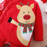 0-18M Baby Christmas Rompers Newborn Cartoon Cute Deer Jumpsuit With Xmas Hat My First New Year Costume For Baby Boys Girls 5