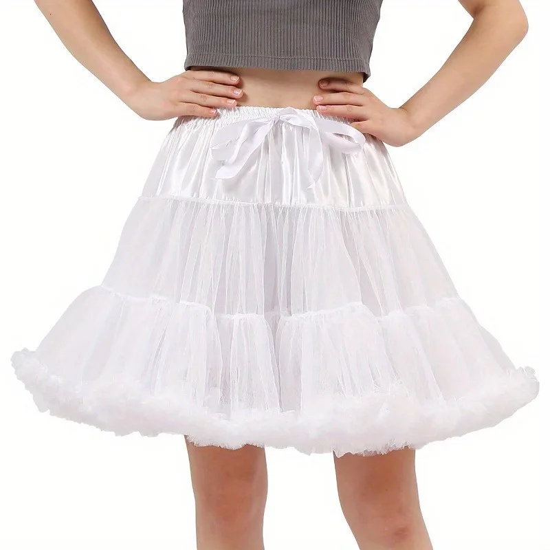 Women's Elastic Chiffon Petticoat Puffy Tutu Tulle Skirt Princess Ballet Dance Pettiskirts Underskirt Multi-Layer