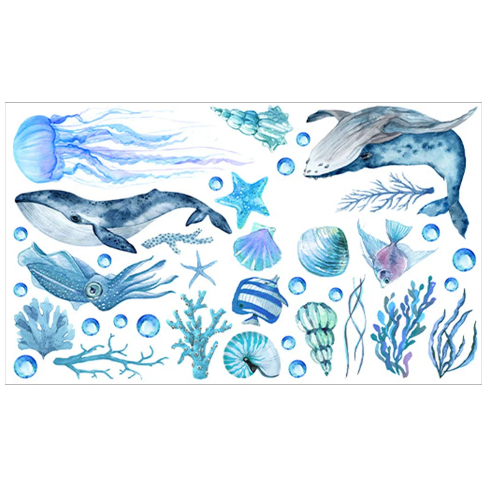 

Undersea Animal Wall Sticker Stickers Ocean Bathtub Cartoon Decoration Pvc Peel and Decals Child for Living Room Marine