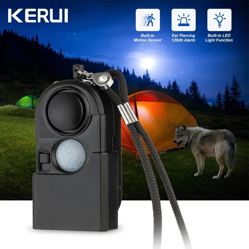 KERUI Portable Mini Motion Detector Alarm 120DB Siren SOS LED Light Security Alarm For Travel Home Kids Safe Personal Alarms