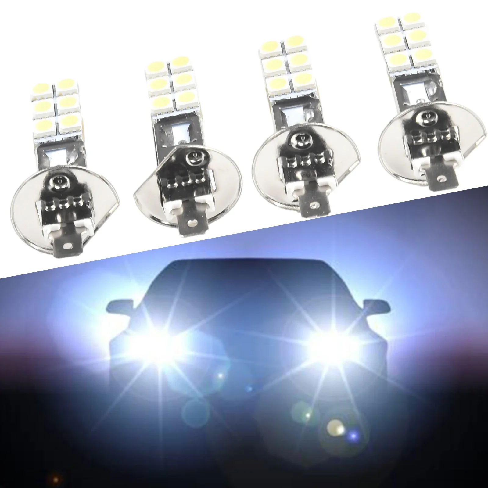 슈퍼 화이트 DC12V-24V LED 헤드라이트 전구 키트, 안개등, 주간 주행등 램프, H1, 6000K, 4 개/세트