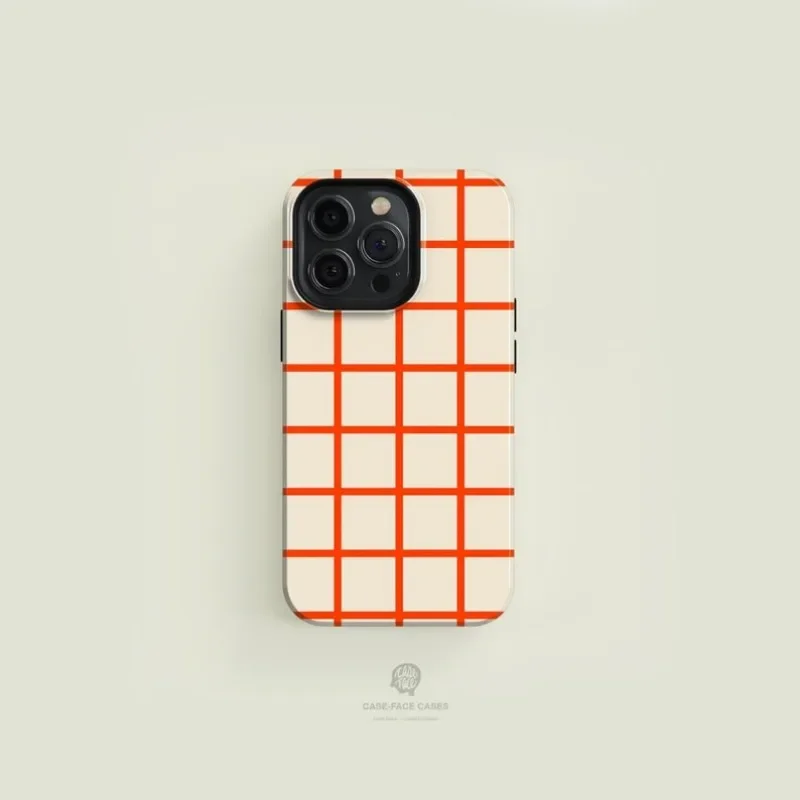 Luxury Plaid Orange Magnetic Double-Layer Phone Case