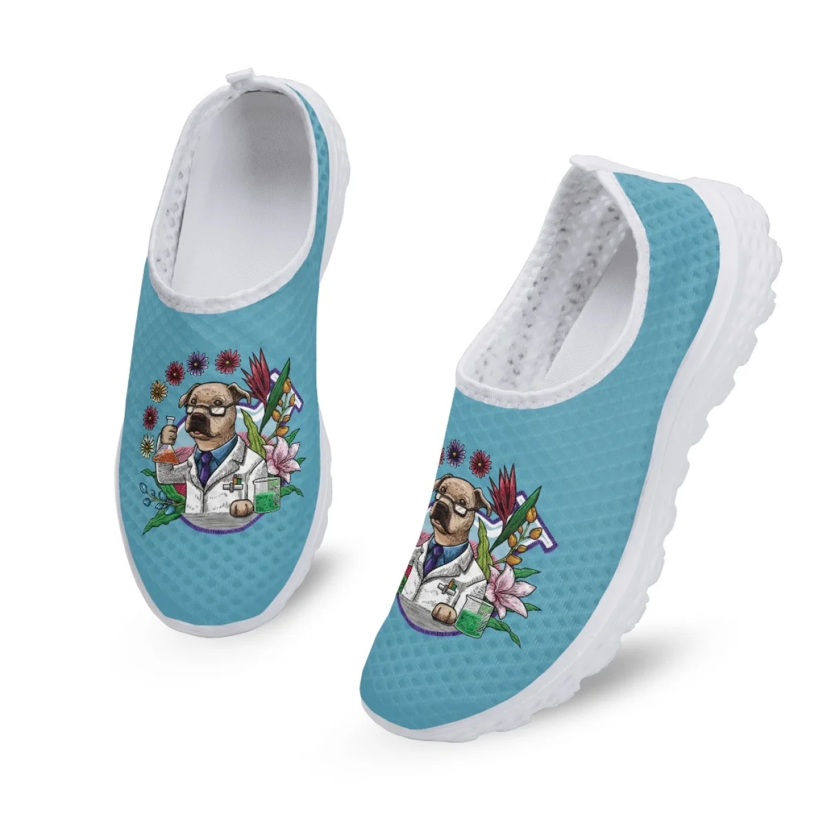 Lab Science Canine Pattern Comfortable Slip-on Loafers Teacher's Day Gift High Quality Breathable Non-slip Outdoor Walking Shoes