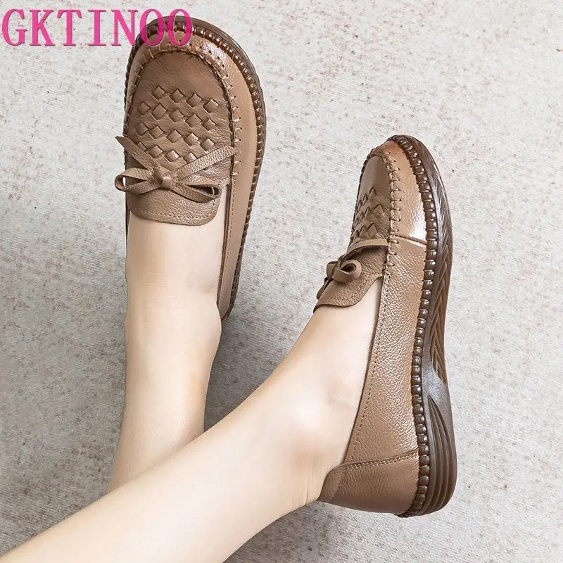 Women Casual Shoes Breathable Leather Loafers Soft Leather Shoes