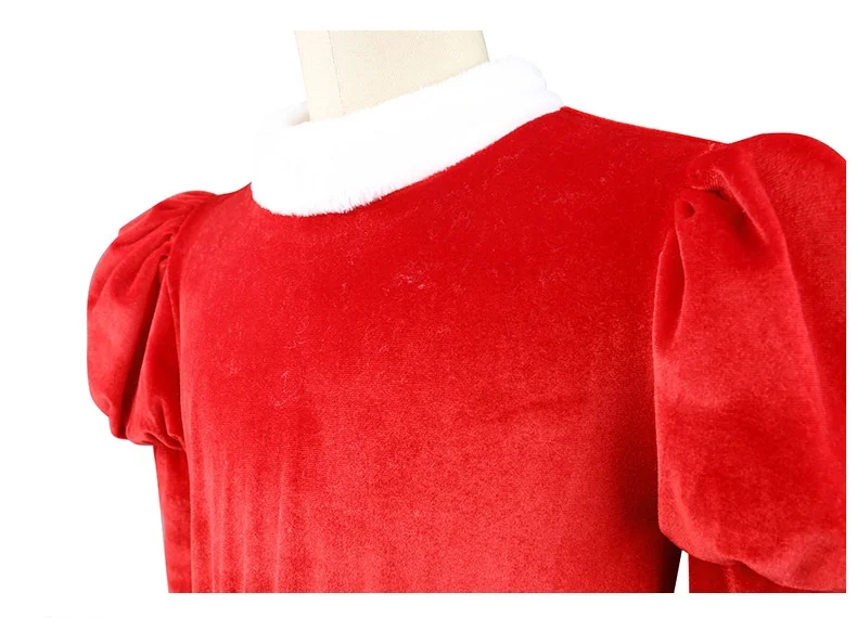 Rotes Weihnachtsmann-Cosplay-Kleid, Weihnachtskostüm, Samt, warme Sets für Kinder, Weihnachtsoutfit, Neujahrskleid für Mädchen, Partykleider – Detail 6