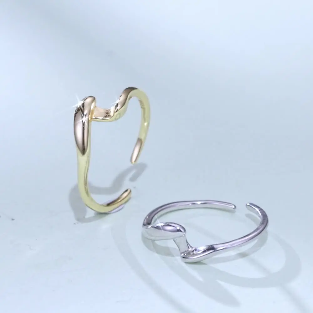 WOSTU кольцо из стерлингового серебра 925 пробы 2 в 1 простые линии золотого