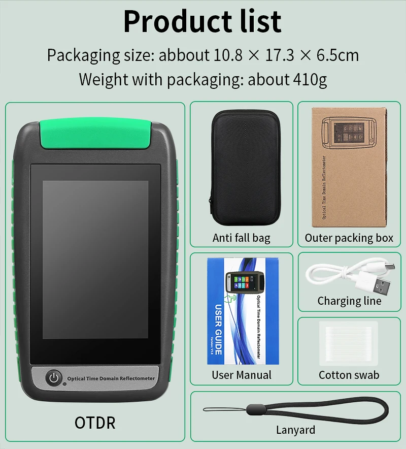80KM OTDR Fiber Optic Cable Tester Optical Time Domain Reflectometer Support Act