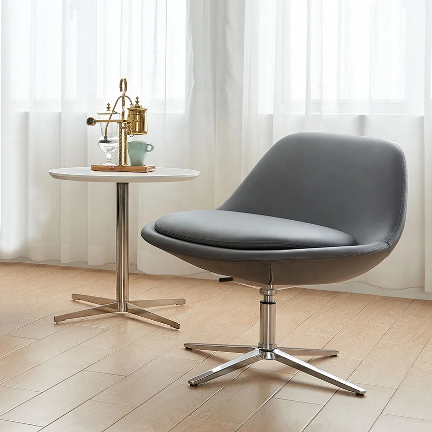 Decorative Swivel Lounge Chair Living Room Coffee Shop Chair With Aluminum Leg