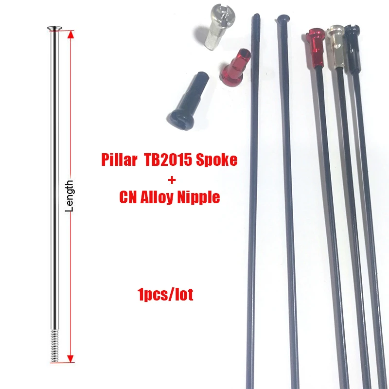 1pc/lot Pillar TB2015 Bike Spoke Straight Pull Light Triple Butted 255-306mm CN Round Head Alloy 12 14 16mm Bike Spoke Nipple