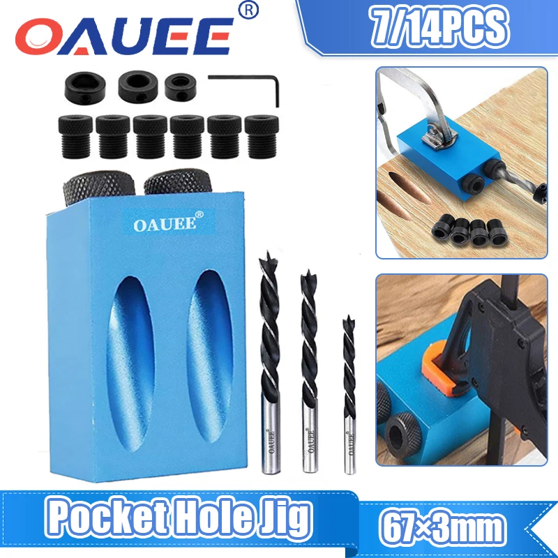 Pocket Hole Jig Kit, Pocket Hole Drill Guide Jig Set for 15 Angled Holes, for Woodworking Angle Drilling Holes A, Blue