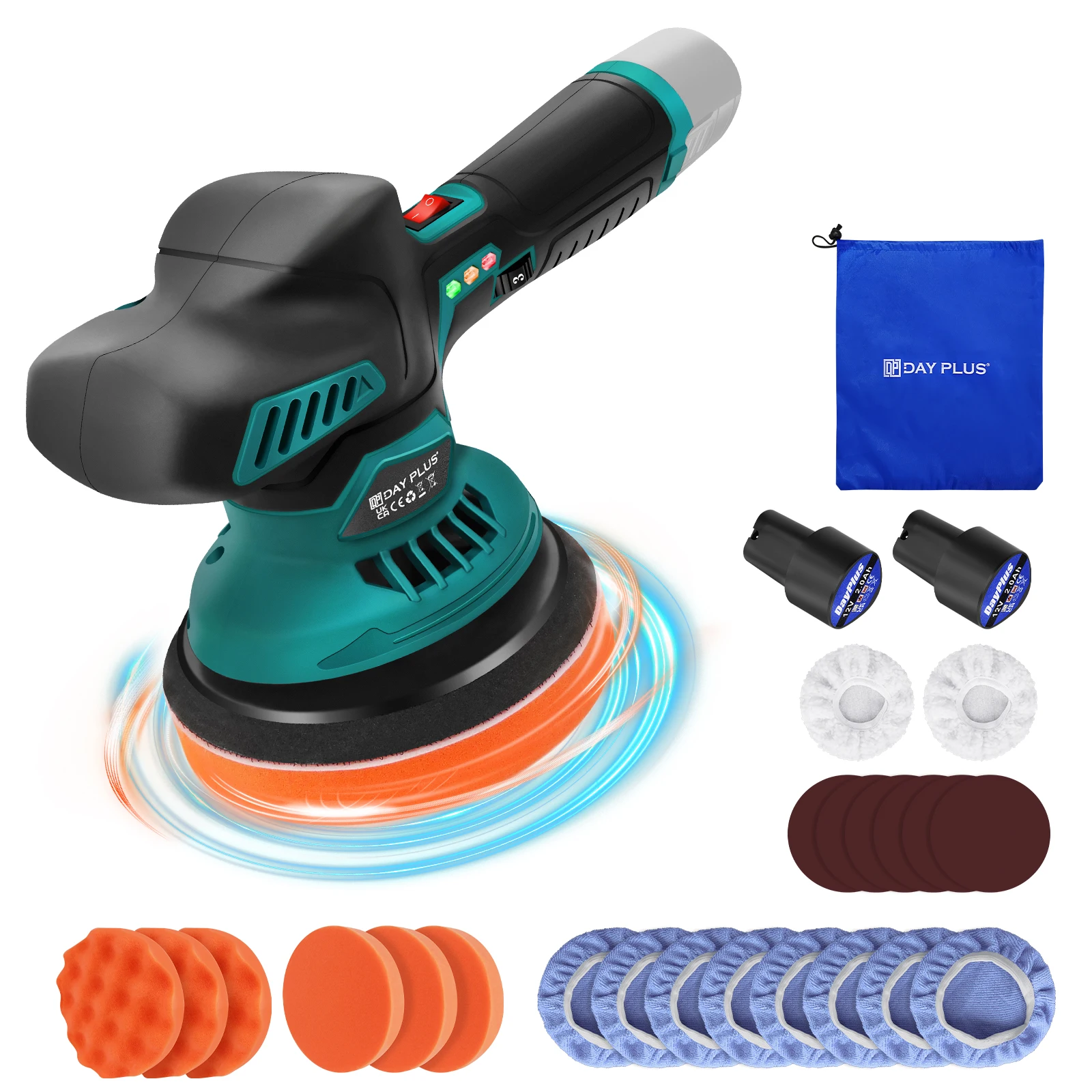 Akku-Autopoliermaschine-Set Akku-Poliermaschine mit 2Akkus Poliermaschine mit variabler Drehzahl für Autopflege/Polieren/Wachsen – Detail 1