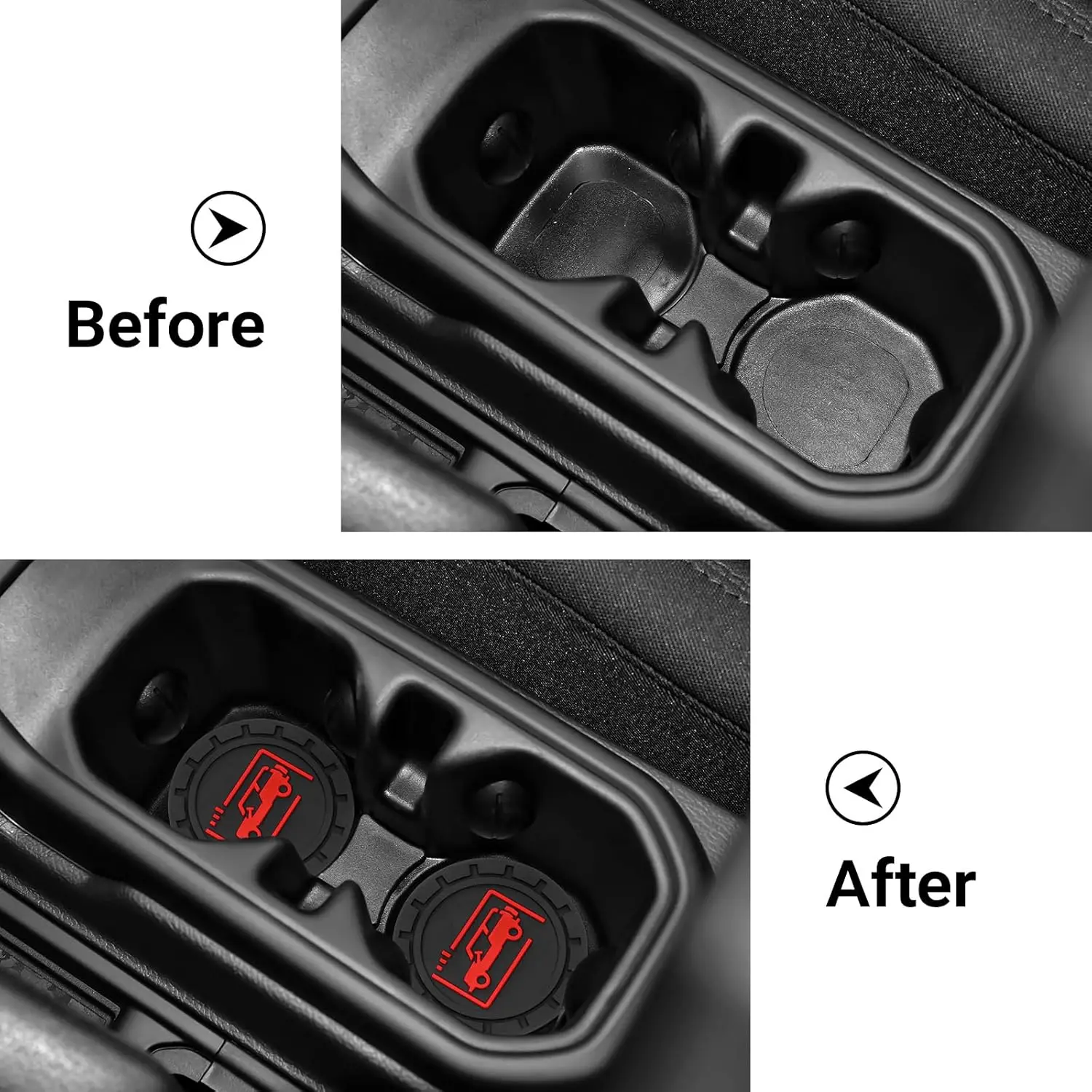 지프 랭글러 JL JK JLU 및 지프 글래디에이터 JT 액세서리용 차량 컵 홀더 코스터, 범용 차량 컵 논슬립 실리콘 홀더