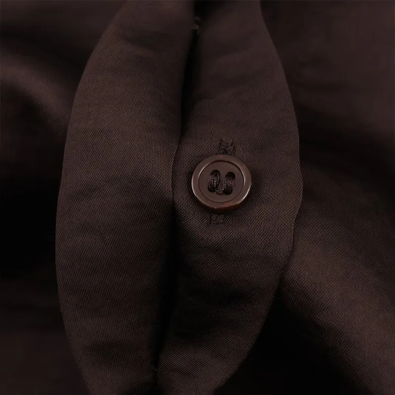 Chic Simple Brown Satin Shirts for Women 2025 New Fashion Long Sleeve Women's Casual Loose Shirt And Blouse Woman Top