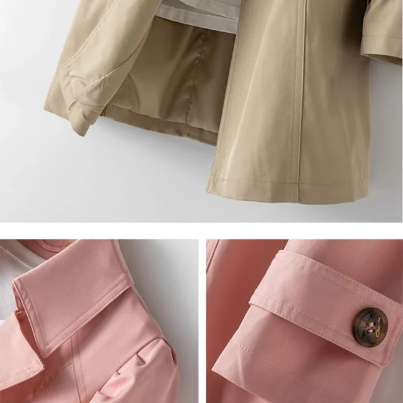 2023 Spring Autumn Trench Coat Women Windbreaker Slim Long Sleeve Solid Color Jacket Single-breasted Plus Size Outerwear