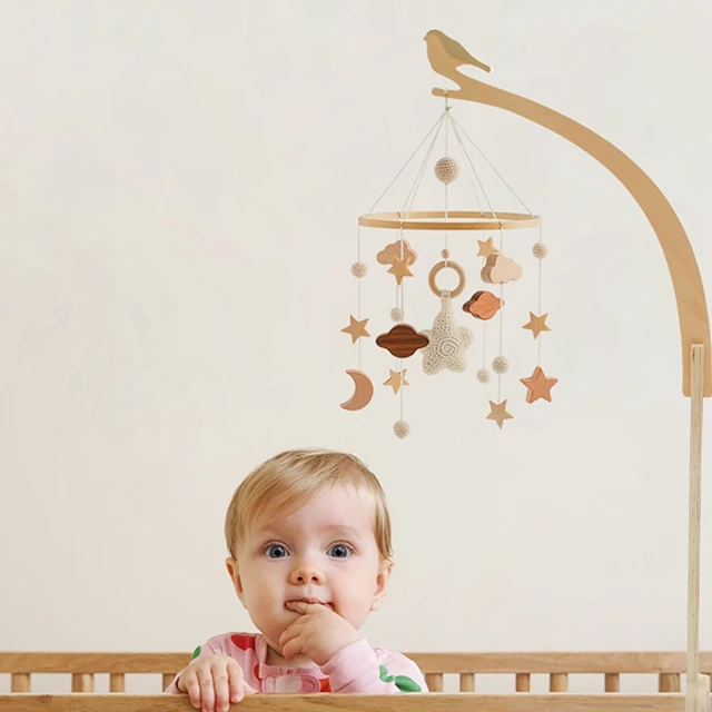 7Pcs Assembly Rattles Bracket Set Infant Crib Mobile Bed Bell Bracket  Protection Newborn Baby Toys Wooden Bed Bell Accessories