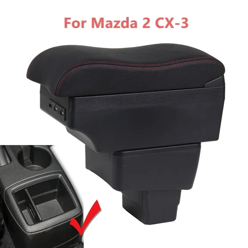 

Armrest Box for Mazda 2 CX-3 CX3 2018 2019 2020 Leather Arm Rest Center Console Storage USB Car Accessory