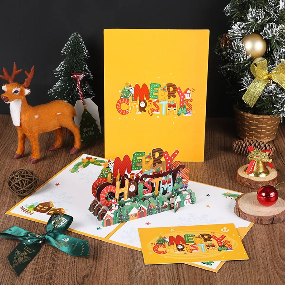 Christmas Tree 3D Pop-Up Card Christmas Sparkling Fantasy Greeting Card Tree Blessing Gift Message