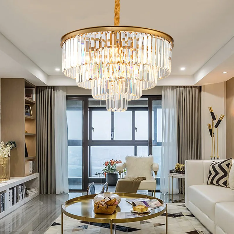 

Luxury Crystal Ceiling Chandelier For Living Room Black/Gold Led Lamp Modern Creative Design Loft Light Fixtures Round Lustre