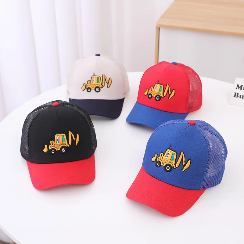Summer Baby Boy Baseball Cap Mesh Breathable Excavator Snapback Sun Hat Children Girls Outdoor Hip Hop Cap