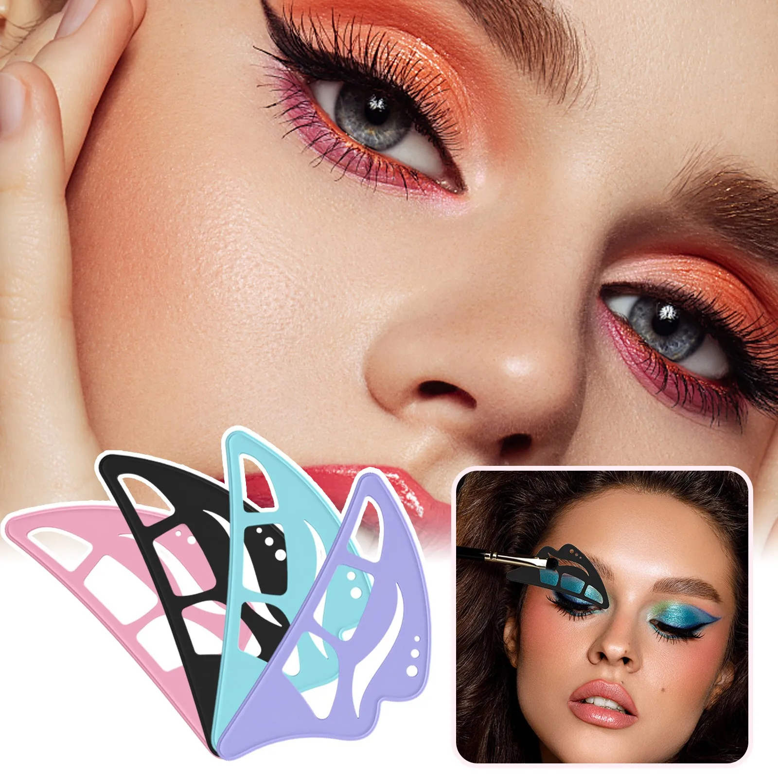 Makeup Tools Eyeliner Stencil Tool Eye Makeup Tools Eye Makeup Stencils Convenient Small Silicone Eyeshadow Eye Makeup Aid Multi-Regional Eyeshadow Template Reusable Easy To Clean