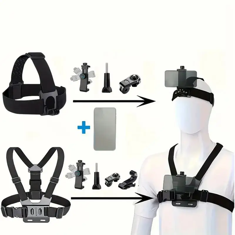 Action Cam Accessories Cycling Cam Accessories Phone Clip Chest Strap Chin Brace Stable Action Camera Bracket Kit For Daily Life