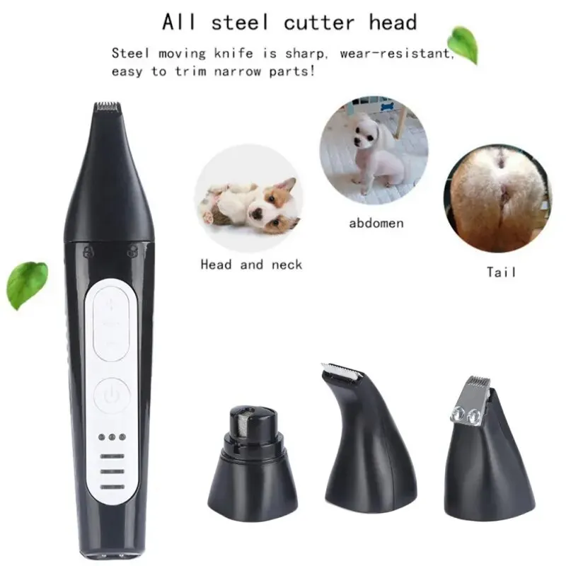 

IN 1 Pet Grooming Kit Dog Hair Trimmer USB Rechargeable Pets Clippers Machine Scissor Nail Grinding Hair Trimmer Foot Hair
