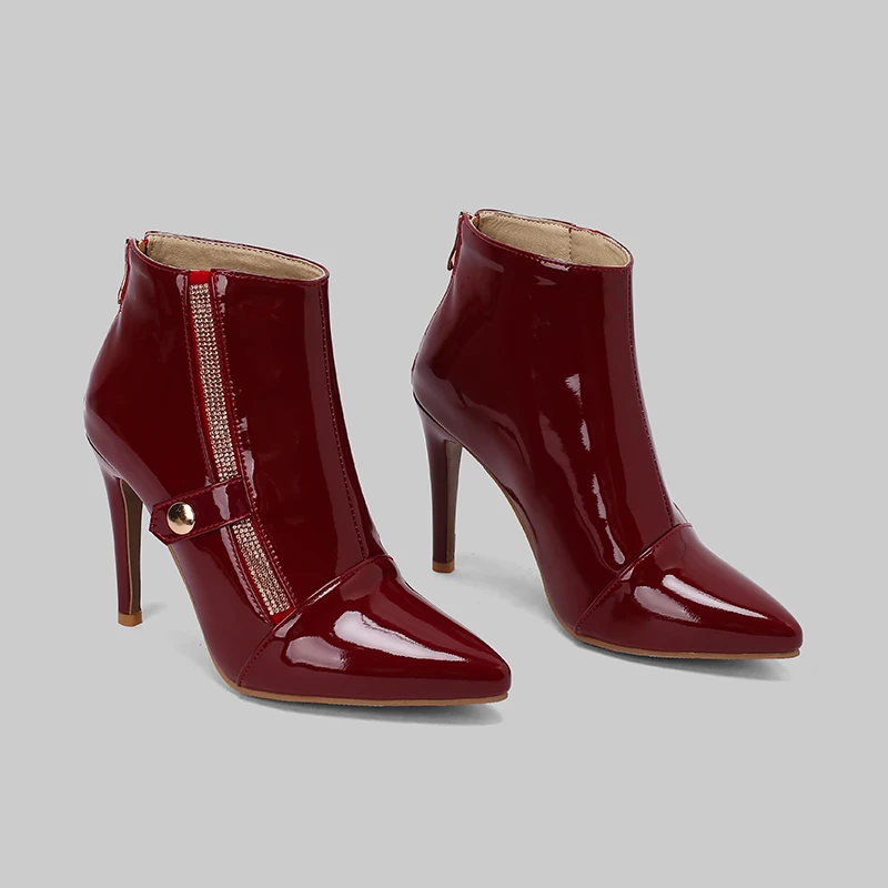 Kcenid Women's Shoes Spring 2024 Ankle Boots For Women High Heels Pointed Toe Patent Leather Modern Boots Ladies Party Shoes