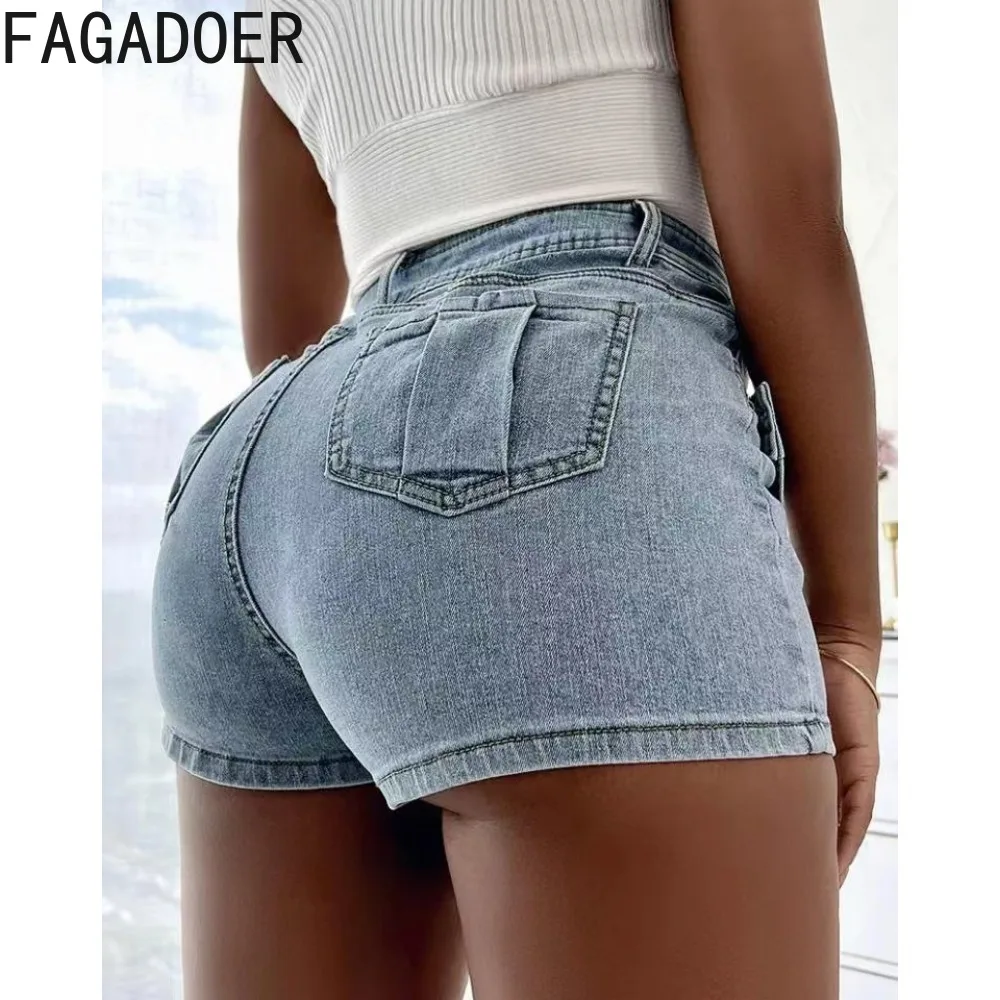 FAGADOER Vintage Denim Mini Skirts Fashion Irregular Shorts Skirts for Women 2023 Y2k Streetwear Hight Waist Casual Skirt S-3XL