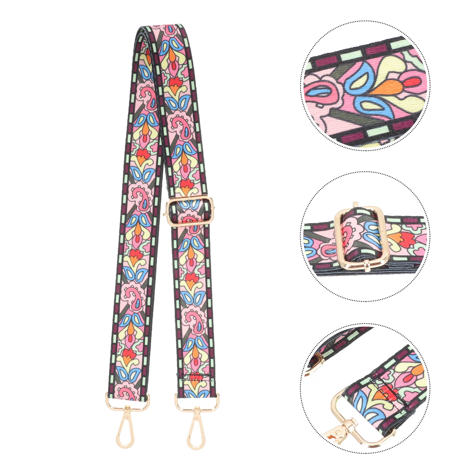 

Banjo Strap Belt for Gift Saxophone Floral Design Adjustable Polyester Retro Supply Musical Instrument