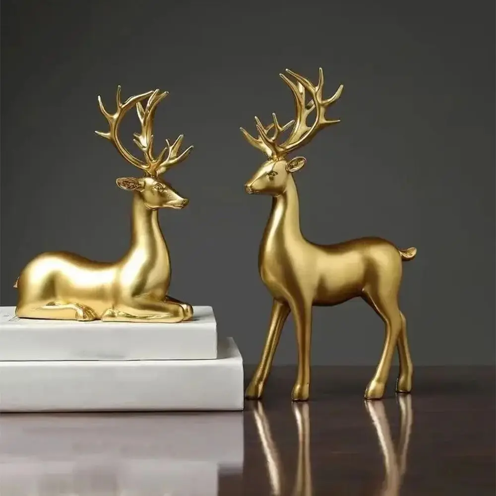 Elegant Creative Deer Desktop Ornament Modern Cute Reindeer Sculpture Exquisite Durable Christmas Deer Statue Office Desktop