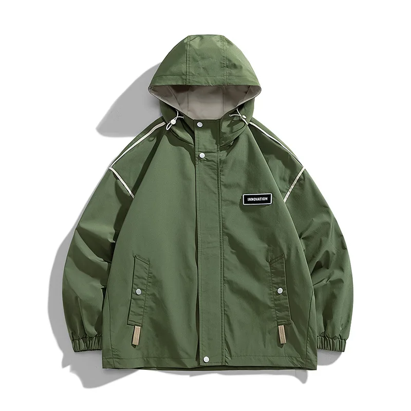 Embroidery Zip Up Hoodies Male Windbreakers Nylon Raincoat for Men 2024 Spring Trench Coats Teckwear Men's Clothing