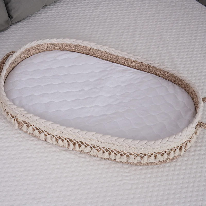 Cotton Rope Diaper Baby Changing Basket Woven Storage Tassel Basket for Nursery Changing Table Set Shower Gift for Newborns