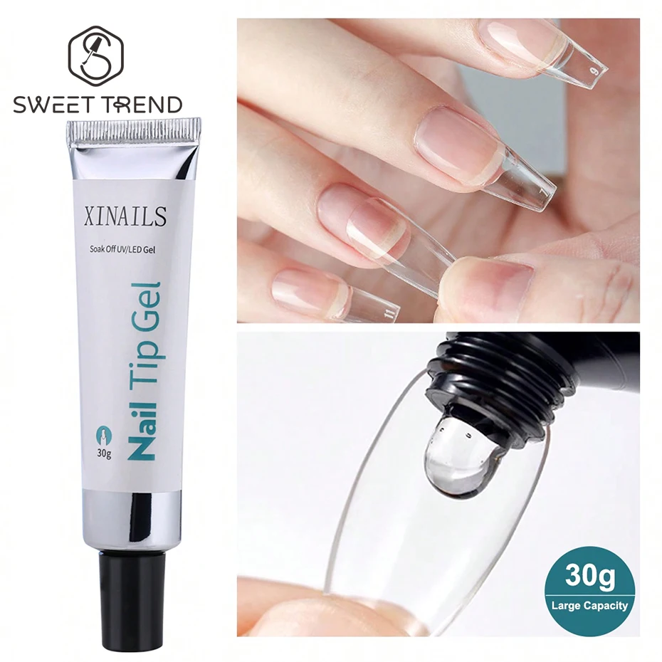30g Weiches Nagelgel, transparentes Patch-Gel für künstliche Nagelverlängerungen, stark haftender Kleber in der Tube, UV-härtend, ablösbar, Maniküre-Werkzeug