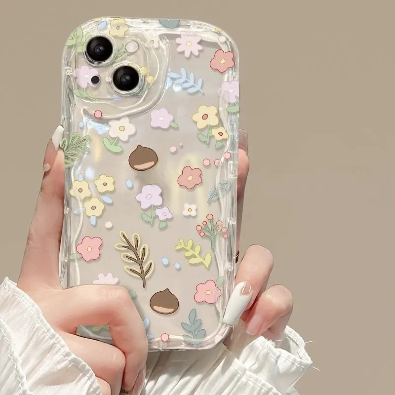 Clear Floral Tulip Phone Case with Small Flower Design
