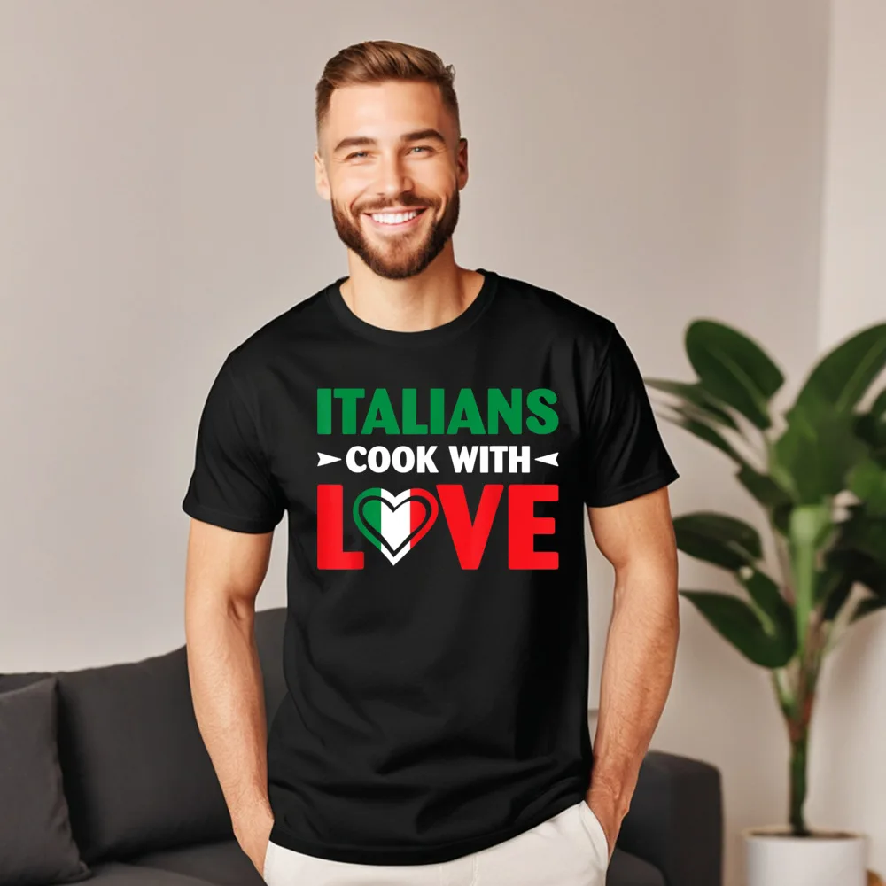 Casual Cook With ove Ita ian O-Neck T Shirts Autumn Tops & Tees Short Sleeve for Women Loose Pure Cotton Normal T Shirt Cook With ove Ita ian Chef Funny Sayings Quotes 1846