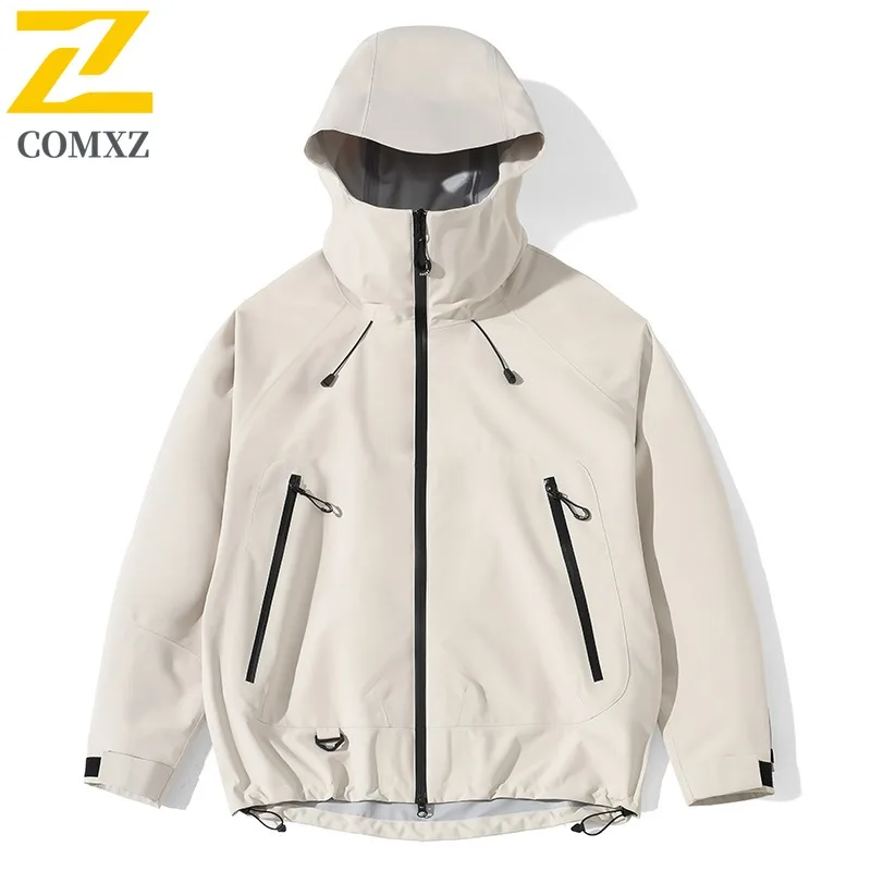 COMXZ Men's Rainproof Coat Thickened Warm Solid Color Outdoor Fly Fishing Camping Windbreaker Climbing High Quality Outerwear